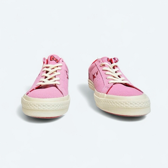 🆕️RARE Converse x Hello Kitty One Star Pink Suede Low Top Lace up Sneakers Shoe - Picture 9 of 16